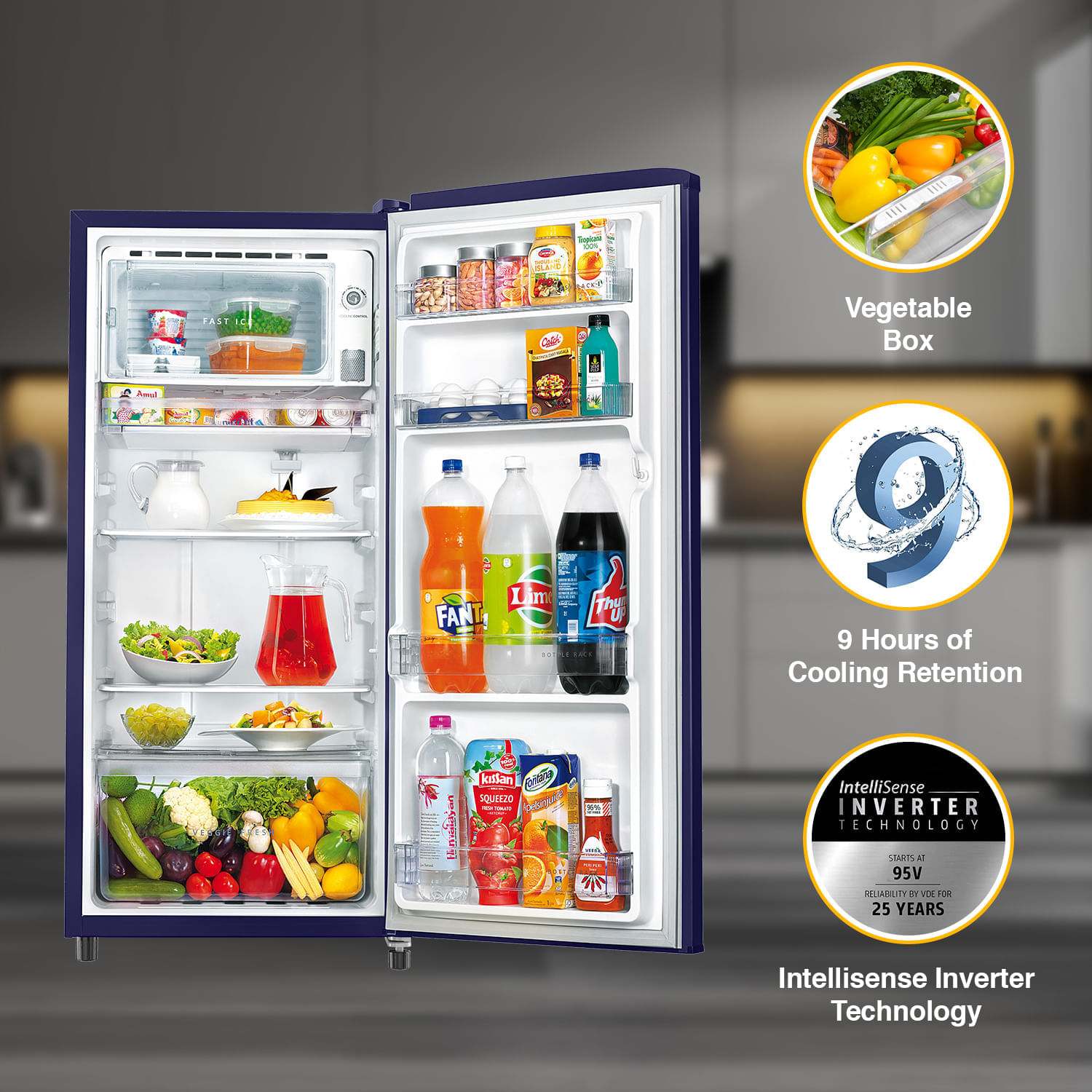 Buy WDE 184L 2 Star Single Door Refrigerator - Sapphire Online